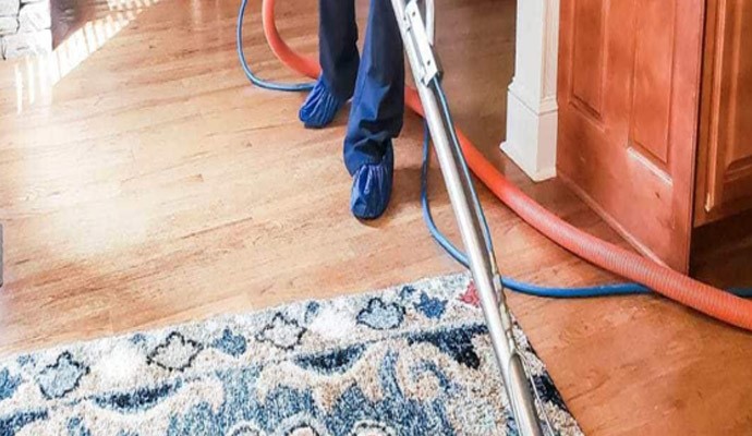 Area rug cleaning using vacuum cleaner