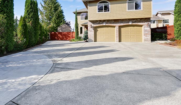 Clean concrete driveway