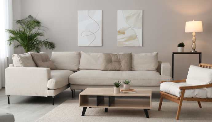 a clean sectional sofa in a living room