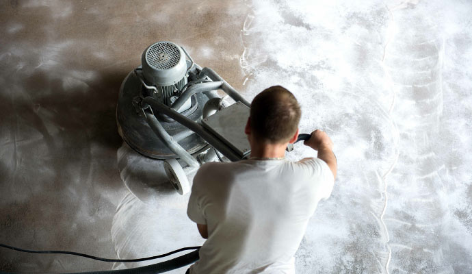 Professional floor polishing with equipment