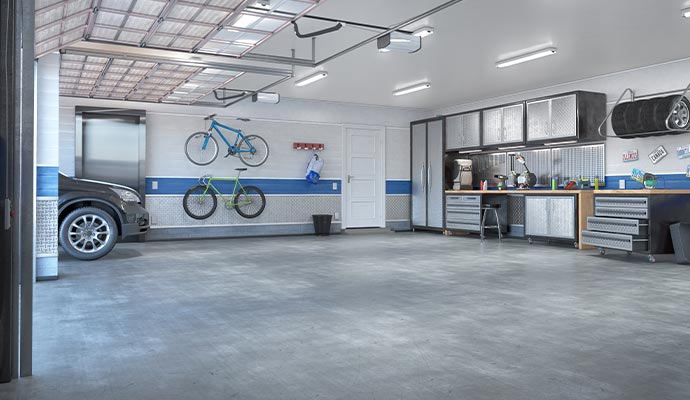 Polished concrete garage floor