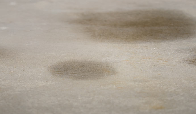 Close-up view of stained concrete floor