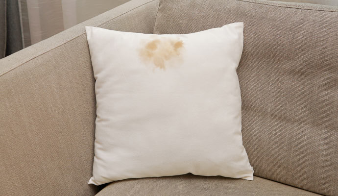 a stained loose pillow