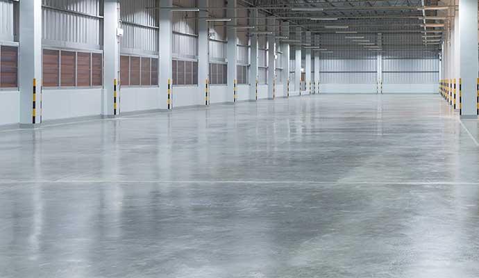 Concrete floor inside industrial building