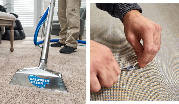 Collage of carpet cleaning and repair