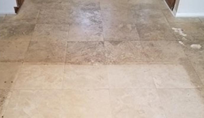 Dirt and stain in the tile floor